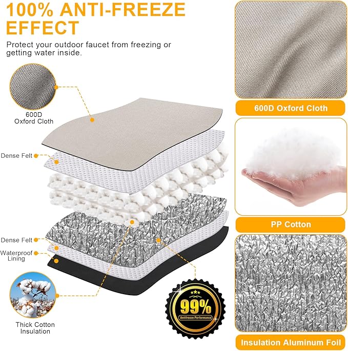 Backflow Preventer Cover Insulated (5°F) with Thick 7 Layers Fabric, 16" W x 20" H Backflow Cover with Aluminum Foil Layer for Winter Pipe Freeze Protection, Backflow Insulation Cover
