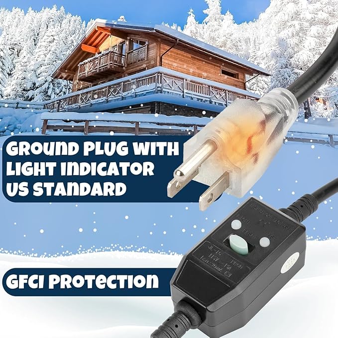 3~100FT Heat Tape for Water Pipes, UL & ETL Certified 60 FT Self-Regulating Pipe Heating Cable with Thermostat for Pipe Freeze Protection, Waterproof Heat Tape for Metal and Plastic Pipes