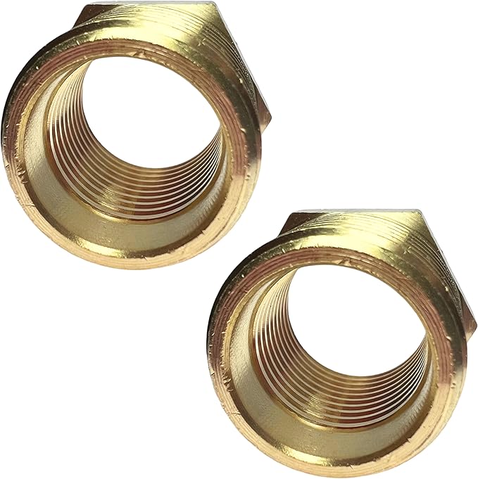 2pcs 1/2" NPT Male x 3/8" NPT Female Brass Reducer Hex Bushing Threaded Fitting Adapter by CX WONDERLAND