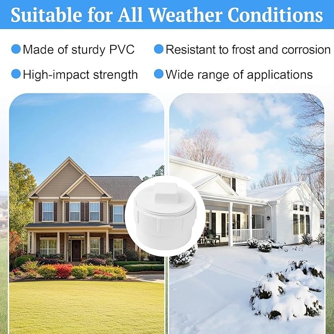 2" PVC Sewer Cleanout Adapter with Plug Pipe Fitting, PVC DWV Flush Sewer Cleanout Cap for Drainage Piping Connect System Outdoor Garden, RV Sewer and More
