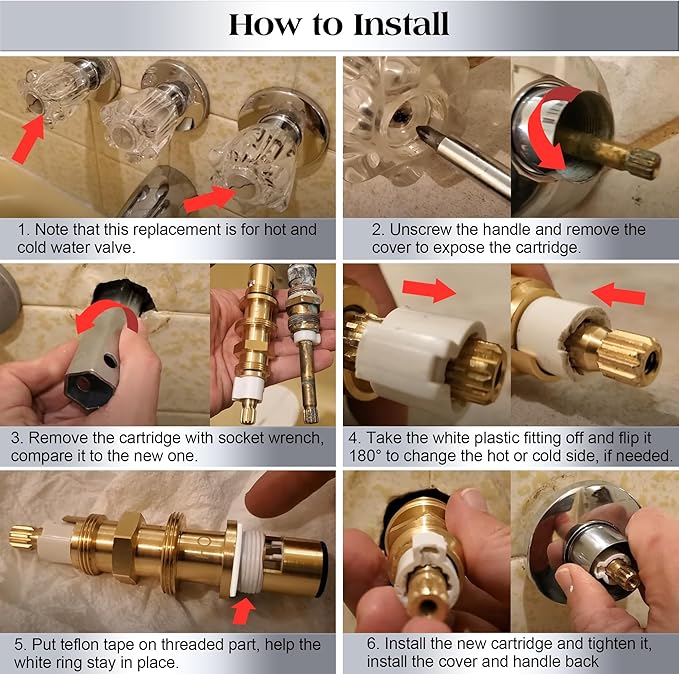 Dreyoo Ceramic Disc Cartridge Replacement for 910-030, Shower and Faucet Stem Compatible with Price/Pfister, Shower Valve Faucet Cartridge Brass Construction (1 Pack)