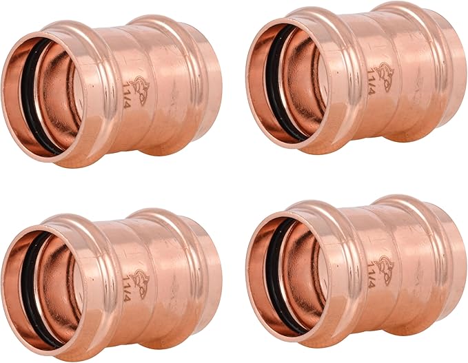 SharkBite 1-1/4 Inch Coupling, Copper Press Plumbing Fitting, Pack of 4, UPR0135X4