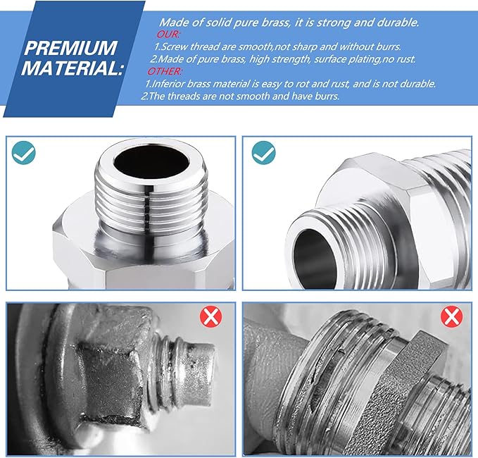 Rv Faucet Adapter,NPT 1/2" to Compression 3/8" Reducer Faucet Supply Line Adapter,Stainless Steel 304 Compression Fitting for RV Kitchen Plumbing 2 Pack