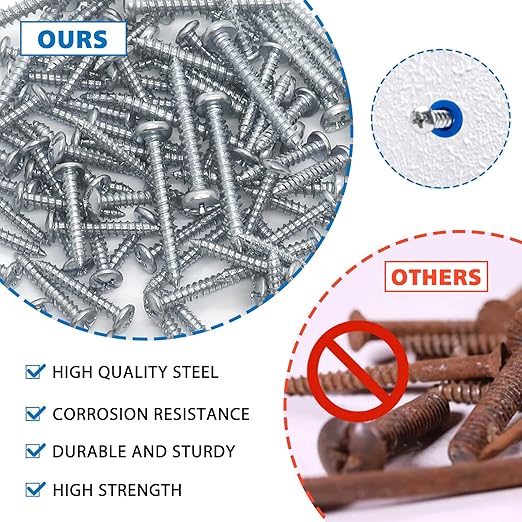 Conical Concrete Wall Anchors and Screws Assortment Kit, 228 Pcs Masonry Anchors with 3PCs Drill Bit,114 Brick Wall Anchors and 114 Self Tapping Screws, Blue