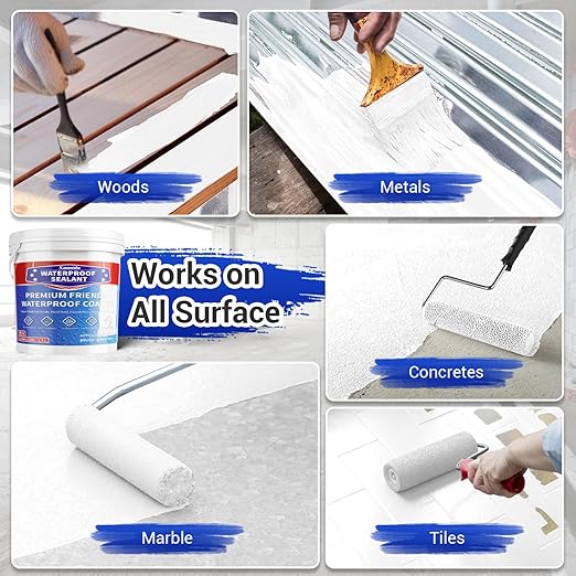 Polyurethane Waterproof Coating, 51 OZ, White, Rubber Coating Multi-Surface Leak Repair Roof, Gutter, Chimney, Basement, Indoor and Outdoor Liquid Water Proof Sealant Coating