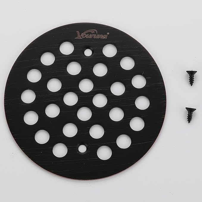 4-1/4Inch Screw-in Shower Strainer Drain Cover Replacement Floor Strainer Floor Drain (Oil Rubbed Bronze)