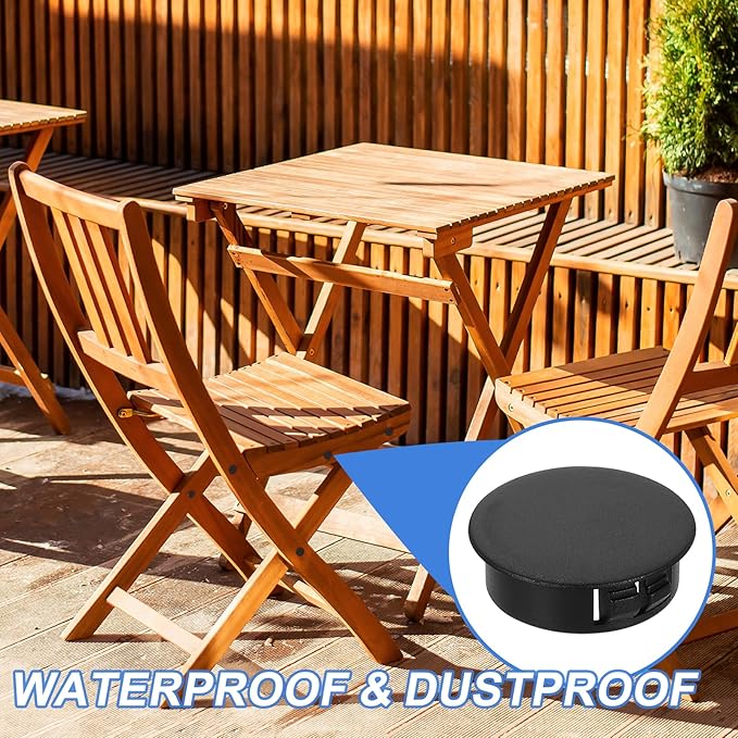 uxcell 12Pcs Plastic Hole Plugs, 30mm(1-3/16") Flush Type Panel Plugs, Round Snap Knockout Locking Plugs for Furniture Insert End Caps Panels, Black