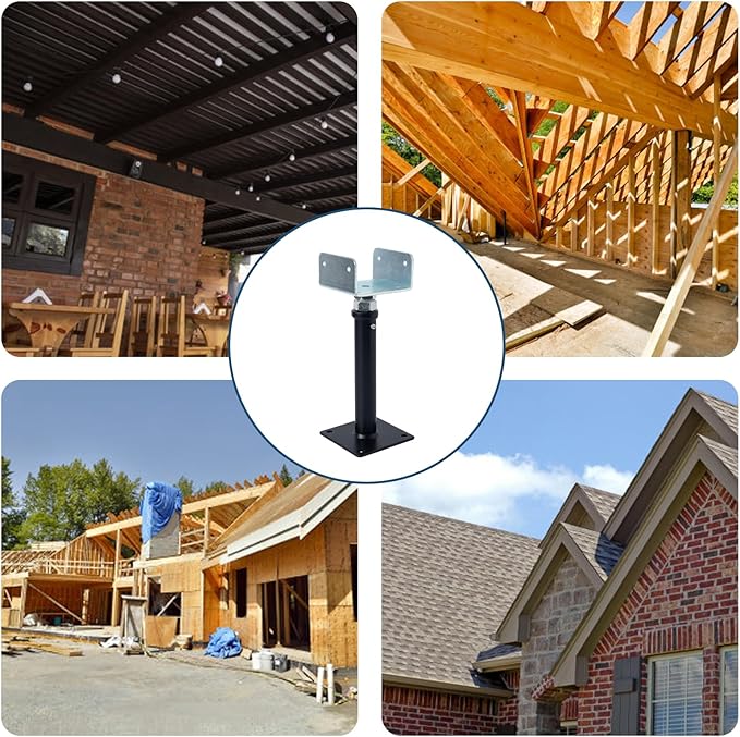 4 Pack U-Shaped Floor Jack - Adjustable Steel Beam Support for 4x2, 4x4, 4x6 Joists Heavy Duty Screw Jack with U-Head Telepost & House Jack.9-13 Inch Adjustment Range.