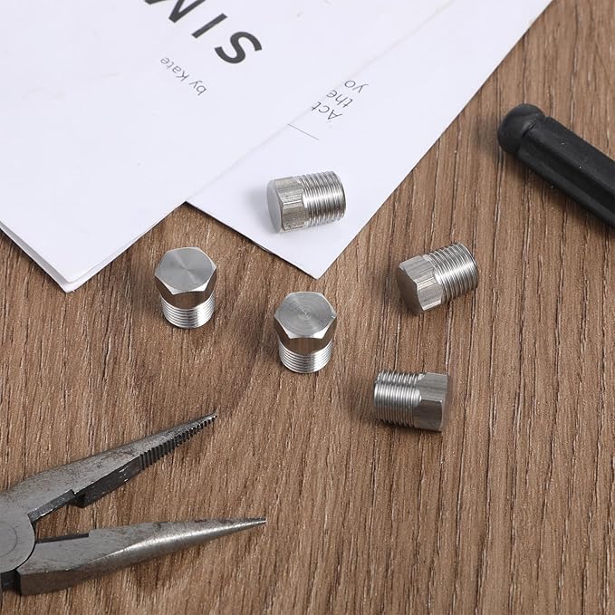 5 Pcs 1/8" NPT Plug Outer Hex Head Thread Pipe Plug Fitting, 1/8" NPT Male 304 Stainless Steel Hex Head Screw Pipe Plugs Adapter Connector