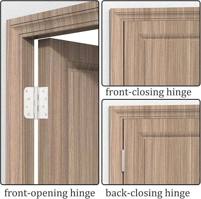 Hinge, Ball Bearing Door Hinges, 4 x 4 Inch Door Hinges, 4 Pack Heavy Duty Stainless Steel Hinges with Square Rounded 5/8-Inch Radius Corners, Smooth and Quiet, Non Removable Pin, Brushed Nickel