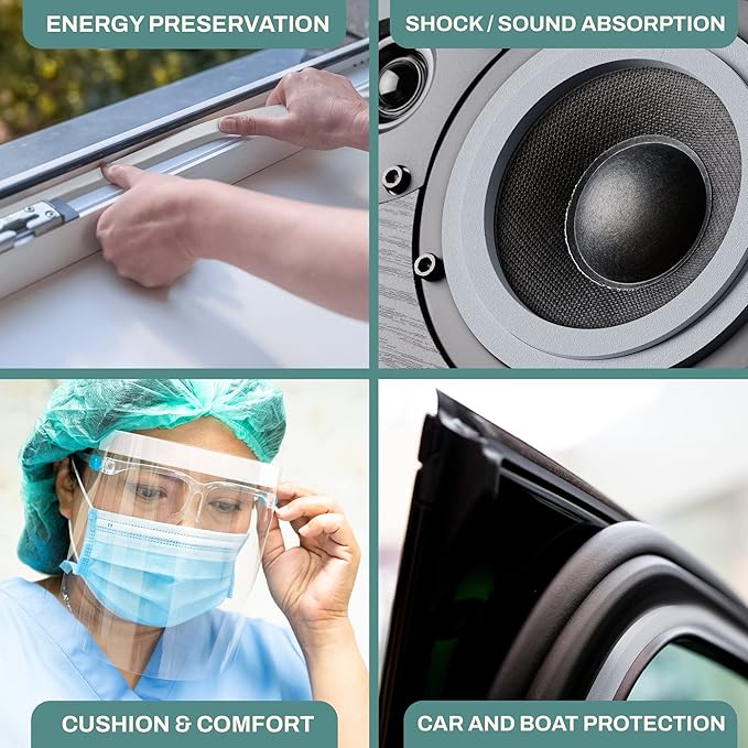 33 Feet Weather Stripping Seal for Doors and Windows Insulation Strip Weatherproof Self Stick Seal 3/16" x 3/8" Soundproof High Density Foam Insulation Tape Adhesive