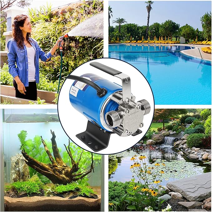 Pump with Hose, 115V 1/10HP 330GPH Power Water Pump Transfer Drain Pump, with Suction Hose Kit.
