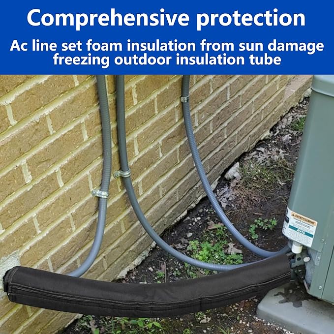 3 Layers HVAC Copper Pipe Insulation Cover,72x10.2 Inch 600D Oxford AC Pipe Insulation Covers for Outside,Flexible Copper Line Insulation Sleeve for Central Air Conditioning Mini Splits
