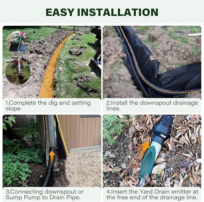 4 in. Green Angled Drainage Grate Yard Drain, Yard Drain Emitter for Sump Pump Discharge & Downspout Extensions, Protect Home Foundation & Reduce Stagnant Water, Compatible with 4-Inch Connections