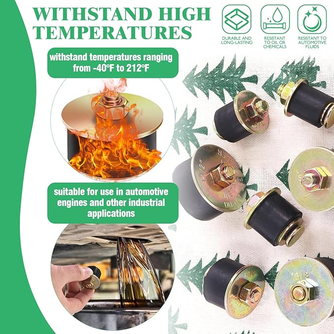 Yuahar 14Pcs 7 Sizes Automotive Rubber Expansion Plug Assortment Set, 4" 7/8" 1" 1-1/8" 1-1/4" 1-3/8" 1-1/2" Expandable Freeze Plugs for Car Engine