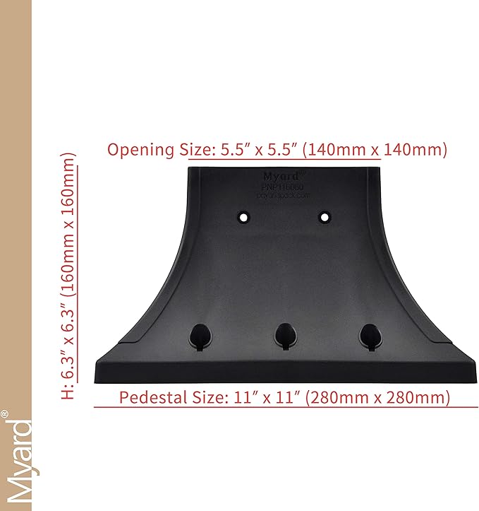 Myard PNP116060 6x6 Post Base Cover (Actual 5.5x5.5 Inches) Post Skirt Flange with Stainless Steel Screws, Post Bracket for Deck Porch Handrail Railing Support Trim Post Anchor (Qty 4, Black)
