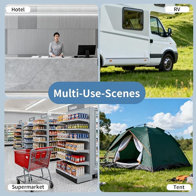 5-in-1 Plug-in & Battery Backup Carbon Monoxide Detectors，Portable Travel Carbon Monoxide Detector, Natural Gas Leak Detector with Temp. Humid. for Home, RV, Camping (Shipping Without Batteries)