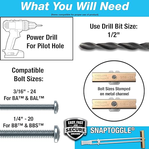 TOGGLER SNAPTOGGLE Drywall Anchor 100-Pack 1/4-in Dia Toggle Bolt ; Holds 265 pounds Each in 1/2-in Drywall by TOGGLER(2.5 inch Bolts Included)