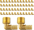 (Pack of 50) EFIELD Pex 1/2"x1/2" Male Threaded NPT Elbow Brass Crimp Fittings, ASTM F1807,(PEX1807096-50PCS)