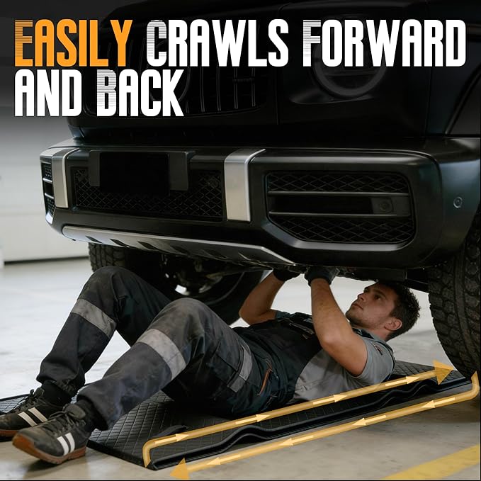 Magic Creeper Rolling Mat, 60" x 28" Portable Car Repair Mat, Foldable Mechanics Mat with Storage Bag for Low Clearance Vehicles and Uneven Surfaces, Garage Floor Work
