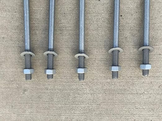 Sandbaggy 1/2" X 10" Threaded Concrete Anchor L-Bolts (Nuts & Washers Included) - Hot Dipped Galvanized - Sill Plate, Base Plate, Masonry, Wood, Cement Anchors, J Bolt (100, 1/2" x 10")