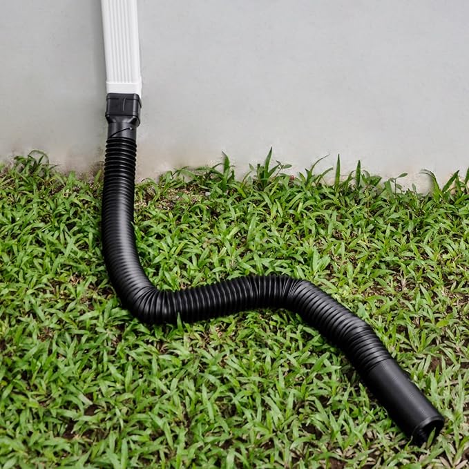 7ft Long Gutter Downspout Extensions, 3.1" OD Downspout Extender Drainage Pipe for 2"×3" Downspout and 3"×4" Downspout, Flexible Pipe Stretched Length 7ft, Black,1-Pack