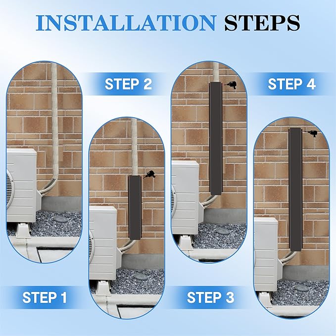 LyPrem 3" W x 6.5Ft L Metal Line Set Cover Kit - Decorative AC Pipe Cover for Ductless Mini Split/Central Air Conditioner/Heat Pump Systems, Black