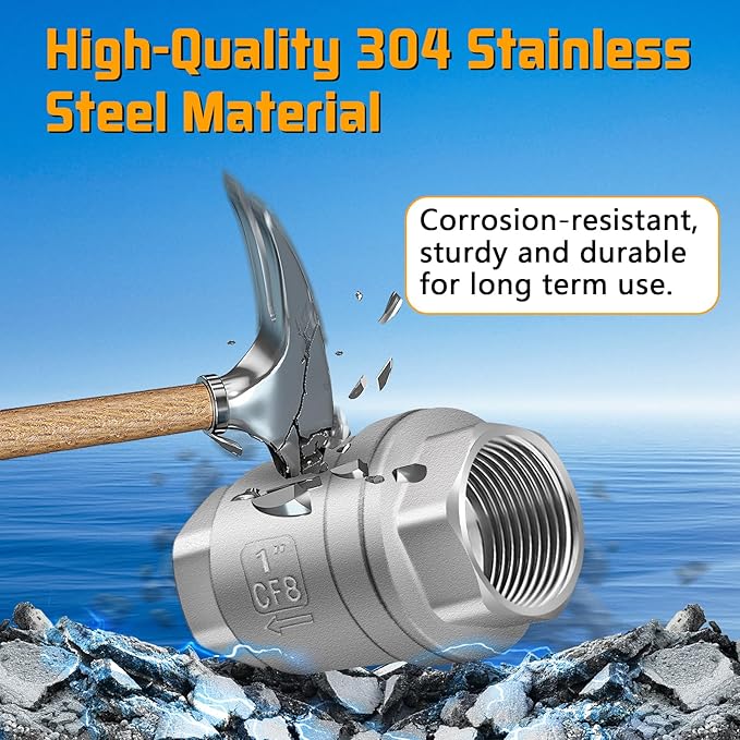 Boltigen 1 inch Spring Check Valve, 304 Stainless Steel CF8 Non Return One Way Horizontal Check Valve, Vertical Inline Water Check Valve for Well, Pump, Tank, Backflow Prevention, WOG 1000