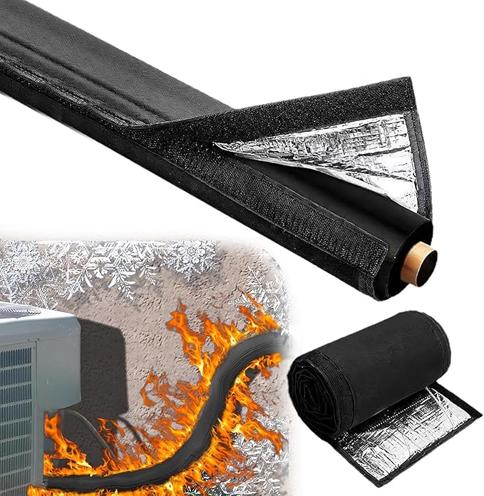 72x10.2 Inch HVAC Line Set Cover, 600D Oxford AC Pipe Insulation for Outdoor, 3-Layer Flexible Copper Tube Insulation Sleeve for Central Air Conditioning and Mini Splits
