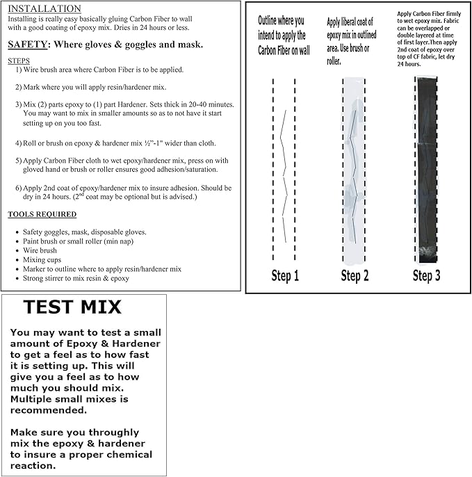 100 ft - Carbon Fiber-Basement Wall Crack Repair Kit - Carbon Fiber Foundation Wall Repair - Easy to use Includes Instructions
