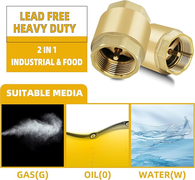 2-1/2" NPT Brass Vertical Check Valve, NPT Thread Vertical Lead-Free In-Line Spring Check Valve, Non Return One Way Counterflow Valve to Prevent the Medium Backflow for Oil Water Gas Air DN65