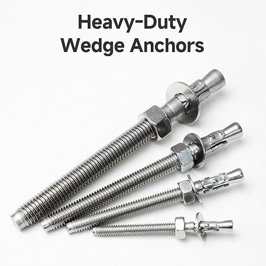 Mywish 5/16 x 4 Inch Wedge Anchors, 10Pcs 304 Stainless Steel Industrial 5/16 Heavy Duty Industrial Masonry Wdege Anchor Bolts for Brick Cement and Concrete, Bright Finish