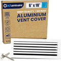 6x18 Inch (Duct Opening) Aluminum 1-Way Air Flow Vent – HVAC Vent Cover for Wall or Ceiling – Quiet HVAC Wall Register with Multi-Shutter Damper – Adjustable Curved Blade - Plastic Seal for Tight Fit