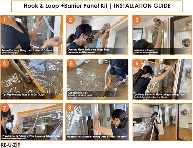 RE-U-ZIP® Self-Closing Ultra-Clear Magnetic Entry Strip Door Kit | Negative-Air Resistant and Reliable for Cleanrooms, Construction, Remodeling | Commercial 6 Mil FR Vinyl (5 x 5.8FT)