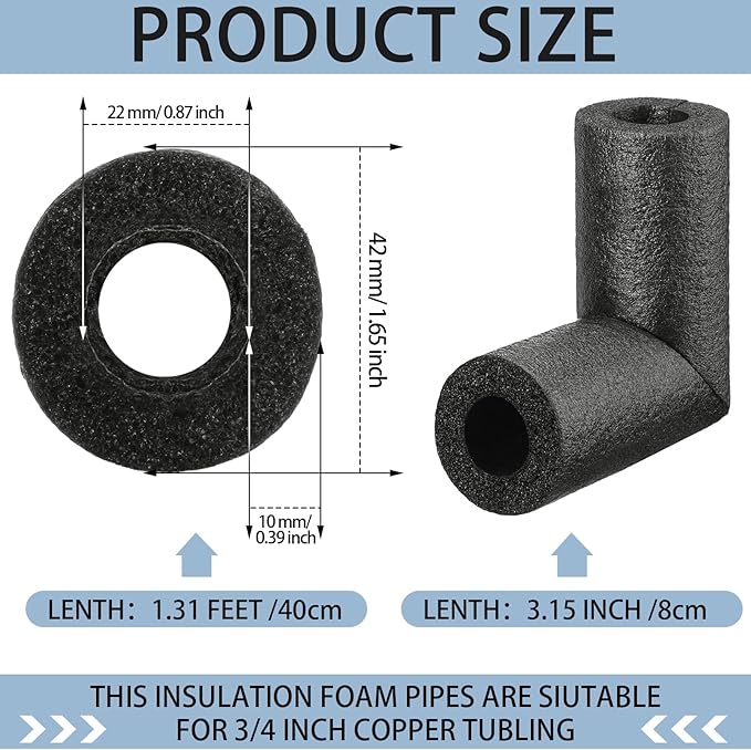 4 Pack Elbow Pipe Insulation Foam Tube Outdoor Wrap Black Pipe Covers Elbow Insulation Tubing Water Foam Covers for Outdoor Winter Irrigation, Sprinkler (3/4 Inch)