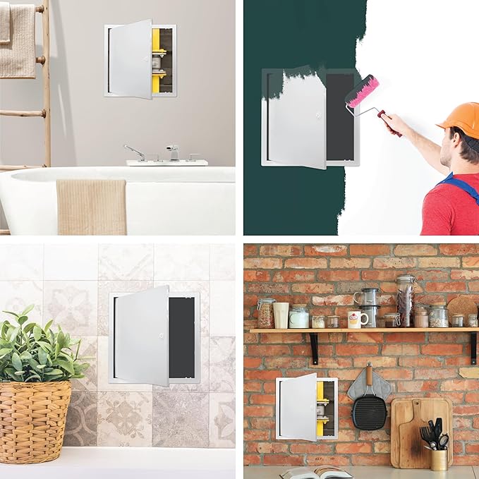17.5" x 17.5" White Plastic Access Panel. Service Shaft Door Panel. Plumbing, Electricity, Heating, Alarm Wall Access Panel for Drywall. Bathroom Services Access Hole Cover.
