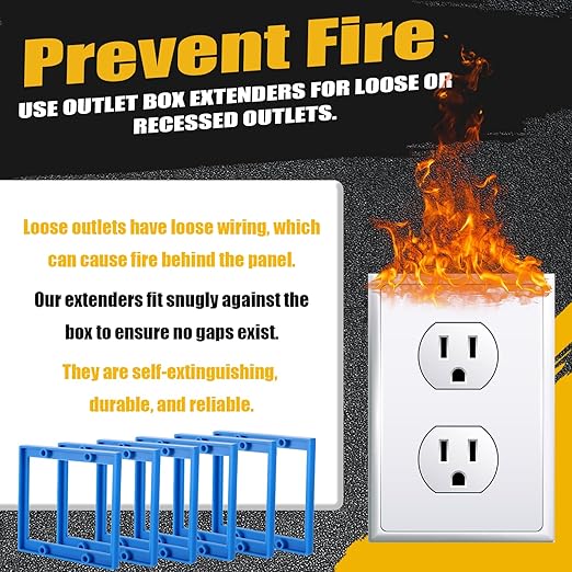 6Pcs Double Gang Outlet Box Extender Electrical Box Extenders with 24Pcs Screws, Receptacle Extenders 2 Gang Electrical Boxes for Electricals Boxes and Electricals Outlet Switches(Blue)(1/4in)