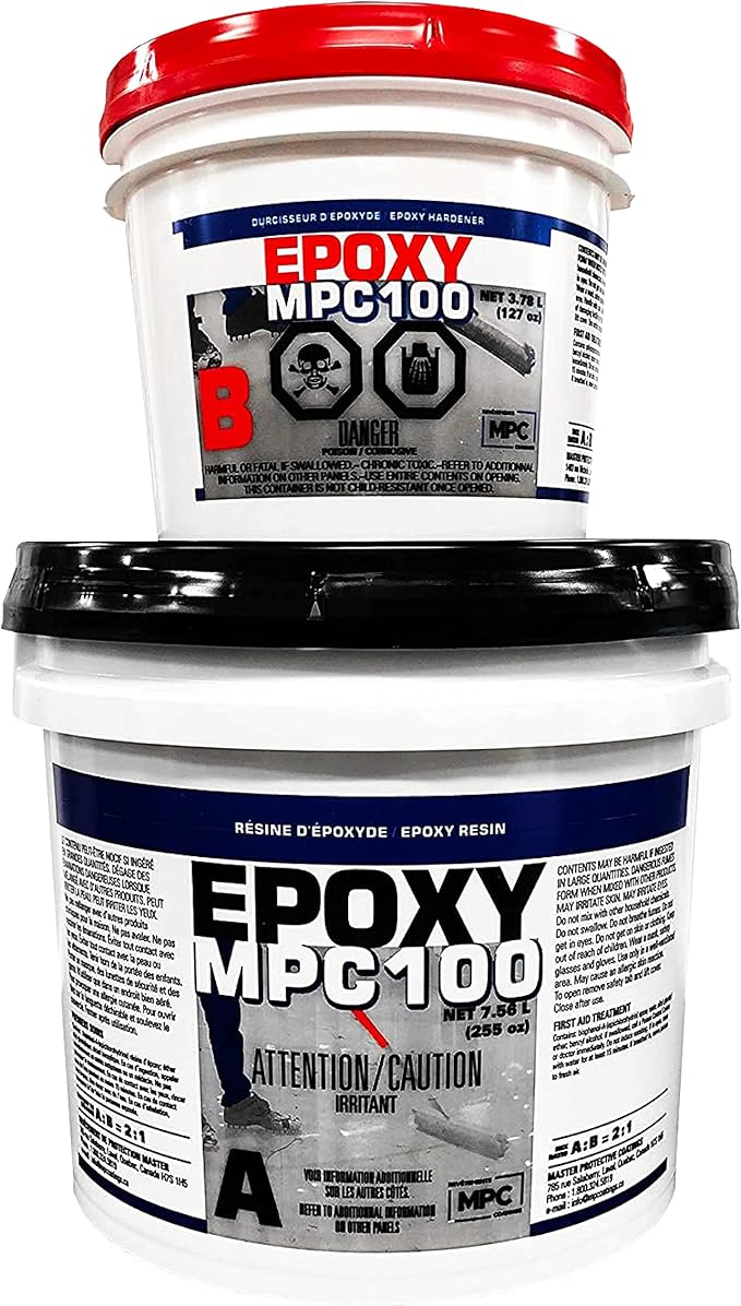 Master Protective Coatings White Epoxy Resin Coating for Floors Counter Tops, 100 percentage Solids, Self Leveling 3 Gallon Kit
