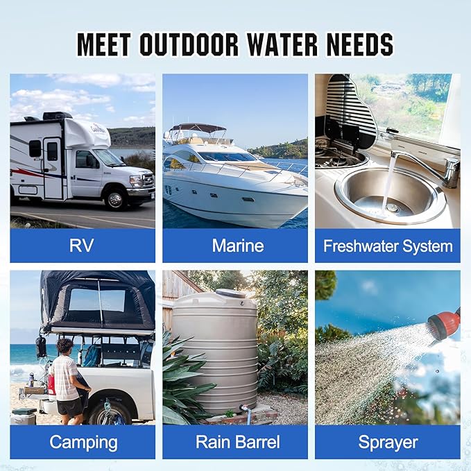 DC HOUSE 110V RV Camper Water Diaphragm Pump with Power Plug, 42-Series 5.5GPM 70PSI High Pressure, On Demand Self Priming Booster Pump for Kitchen, Bathroom, Garden Hose, Rain Barrel & Marine Use