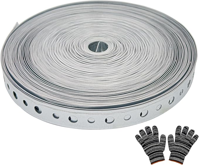 Galvanized Metal Pipe Strap 3/4-Inch x 100-Feet 24-Gauge for Pipe Support Hanging and Flexible Trimming with Holes
