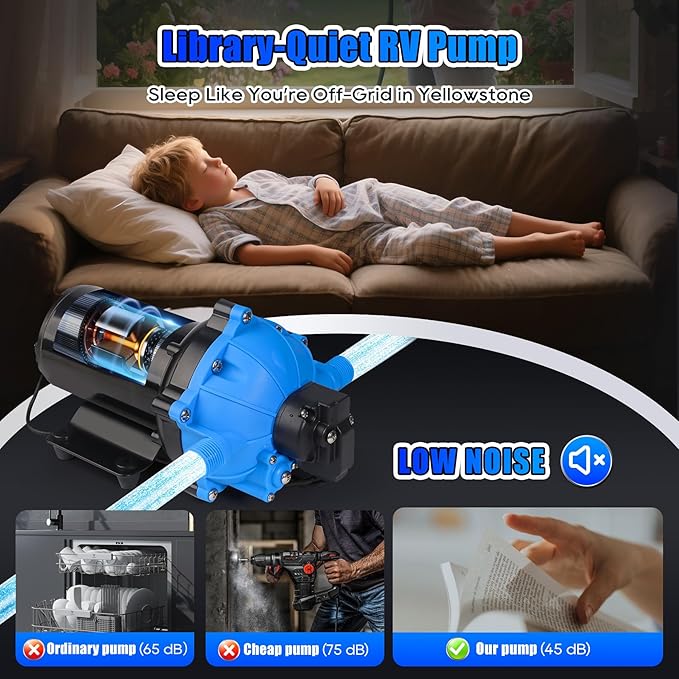 Upgraded 110V AC Fresh Water Pump, 7GPM 70PSI, Five Chamber Self-Priming Diaphragm Pump with Heavy Duty Pressure Switch & Strainer for RV, Marine，Home Water System, Irrigating & Industrial Settings