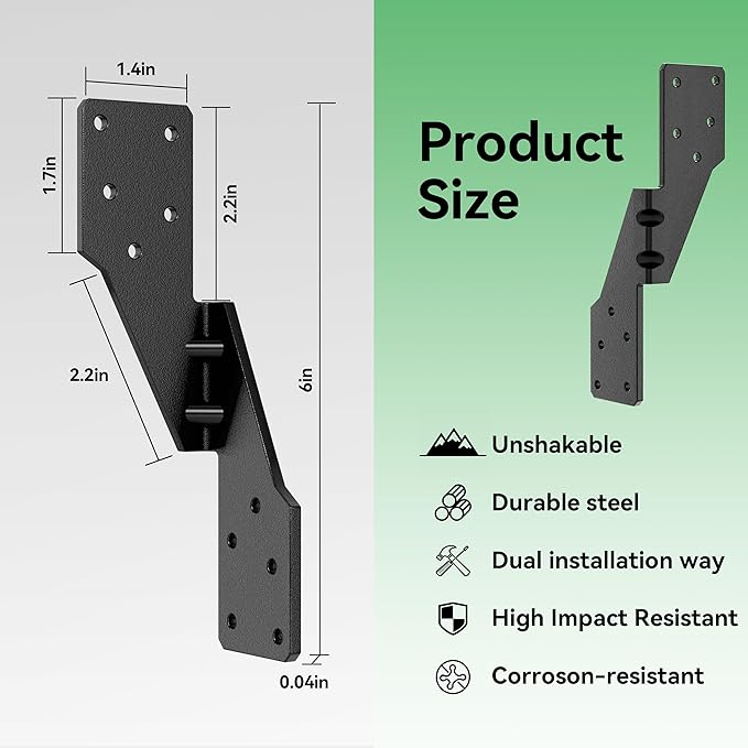 Black Hurricane Straps Tie Brackets,Hurricane Clips,18-Gauge Hurricane Ties for Rafters/Pergola Rafter/Seismic (Left 50 pcs)