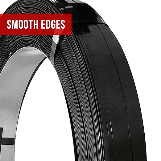 8NET Steel Strapping Band, 3,080' Length x 1/2'' Width x 0.020'' Thickness (1,170 lbs Break Strength), Cut Resistant Pallet Banding, Heavy Duty Metal Strap (1 Roll)