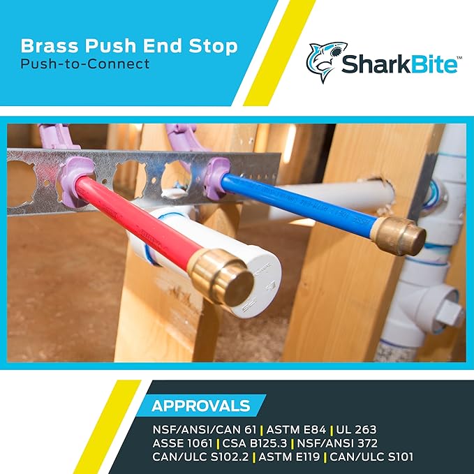 SharkBite 3/4 Inch Push Cap, Pack of 6, Push to Connect Brass Plumbing Fitting, PEX Pipe, Copper, CPVC, PE-RT, HDPE, U518LF