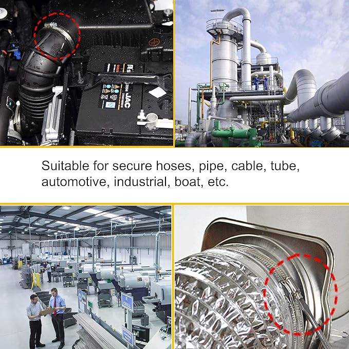 8Pcs 3" Adjustable 304 Stainless Steel Duct Clamps Hose Clamp Pipe Clamp Air Ducting Clamp worm drive hose clamps (65mm-89mm)