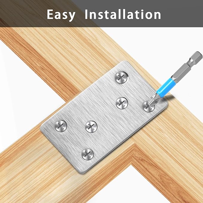 4 Pcs Mending Plate, 3.94 x 1.97 inch Stainless Steel Flat Plates with Holes, Straight Metal Mounting Braces Brackets Kit for Furniture, Wood Joint Connector (Silver, 3.94 inch)
