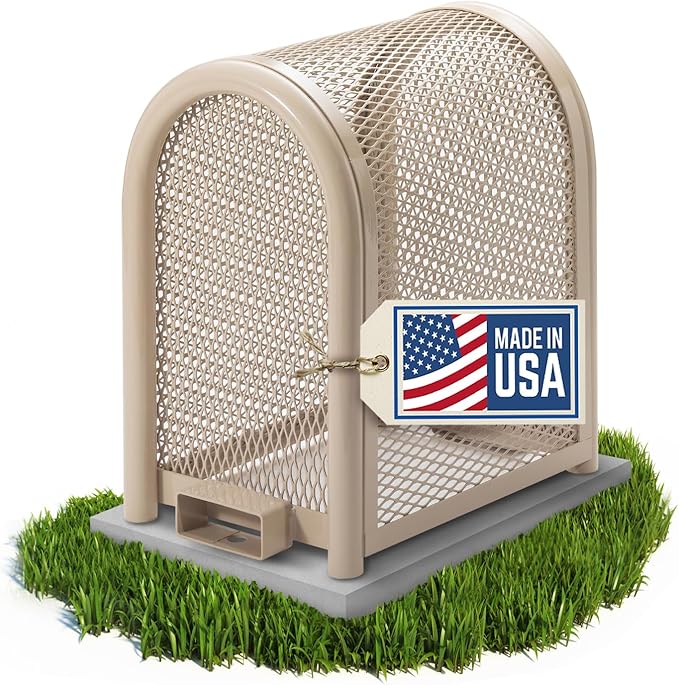 Steel Protection Backflow Preventer Security Cage for Outside - Extra-Small - Tan - Guardian Enclosures - Cage Dimensions, Internal 11 1/8″ W x 20″ H x 16″ L, External 13 3/8″ W x 20″ H x 20 3/8″ L