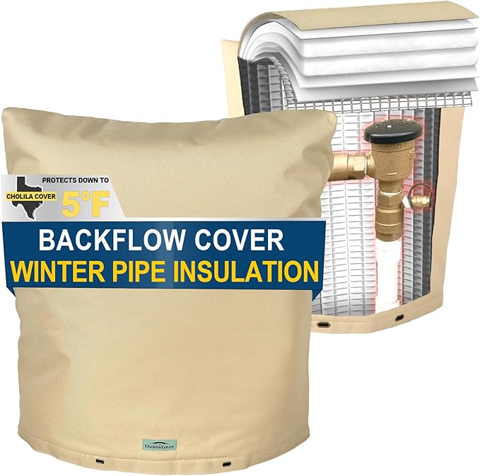 Backflow Preventer Cover Insulated (5˚F) - 20"W x 26"H Backflow Cover for Winter Pipe Freeze Protection - Sprinkler Covers for Outside with 7 Layers Fabric Double Wall Insulation Cover