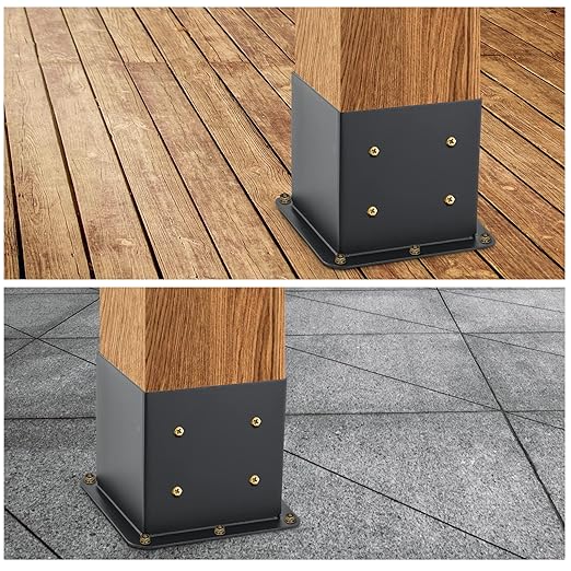 6x6 Post Base 2 Pcs, (Inner Size 5.6x5.6) Post Anchors, 13GA Thick Solid Steel & Black Powder Coated,Deck Post Brackets Support Deck Base Plate Pergola Brackets Fence Kit Mailbox Mount…
