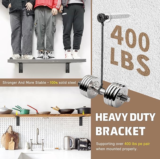 Countertop Support Bracket 20 Inch 3 Pack Countertop Bracket for Granite 3/8" Thick 20"x8"x2.5" Heavy Duty L Brackets Shelf Brackets Metal Corbels for Quartz/Granite/Wood/Concret/ Laminate Countertops